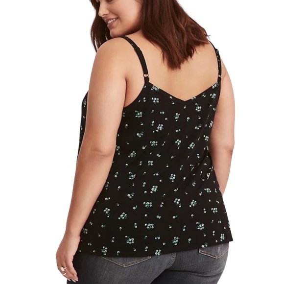 Torrid Strappy Cami Top Size 2 Black Floral Print - Picture 4 of 8
